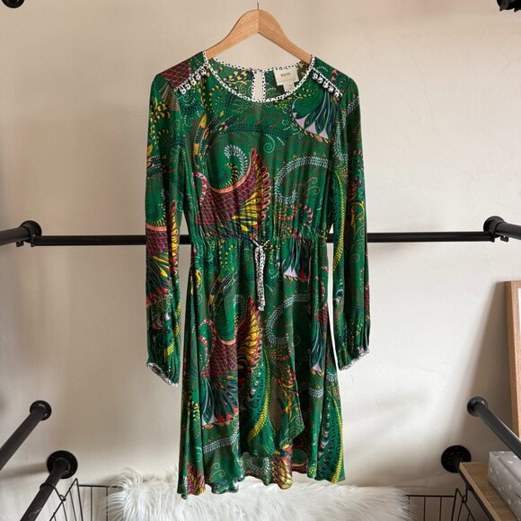 Anthropologie Maeve Green Paisley Mixed Print Janis Dress 2 - Picture 5 of 13